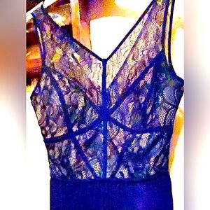 Blue Max & Cleo Dress with Lace & Embroidery, Size 2